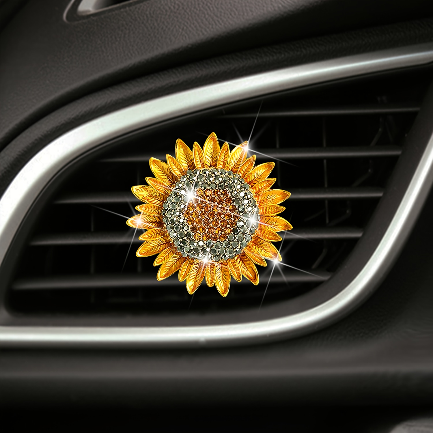 

Water Crystal Sunflower Car Vent Clip - Goddess Style Sunflower Flower Car Air Conditioner Decorative Accessories, Car Interior Accessories, Car Air Freshener