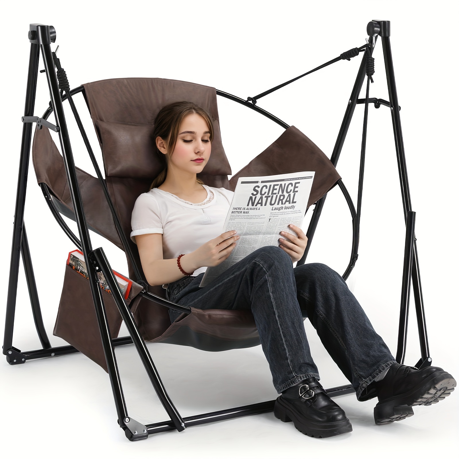 heavy duty foldable hammock chair steel stand in Temu