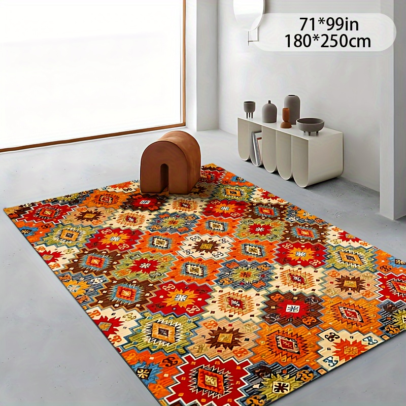 

Bohemian Moroccan American Home Living Room Large Size Carpet Living Room Carpet, Area Carpet Non-slip Mat, Floor Mat Non-slip Cushion Machine Washable, Suitable For Hotel