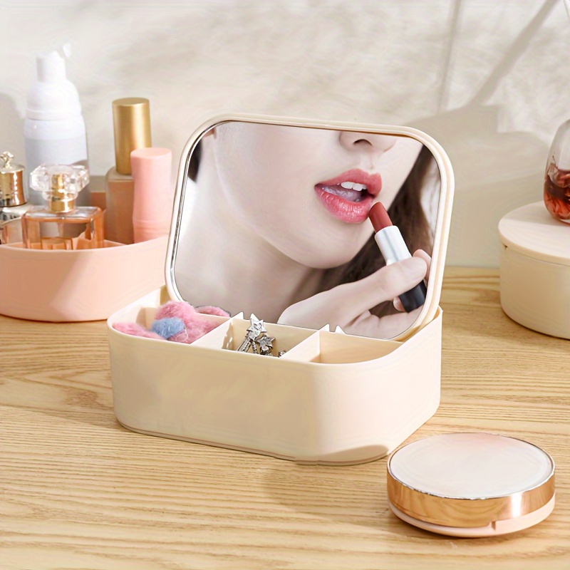 Organizador de maquillaje con espejo LED, cajón de gran capacidad para  baño, caja de almacenamiento de maquillaje, tocador para el cuidado de la  piel, estuche de belleza cosmética para niñas - AliExpress