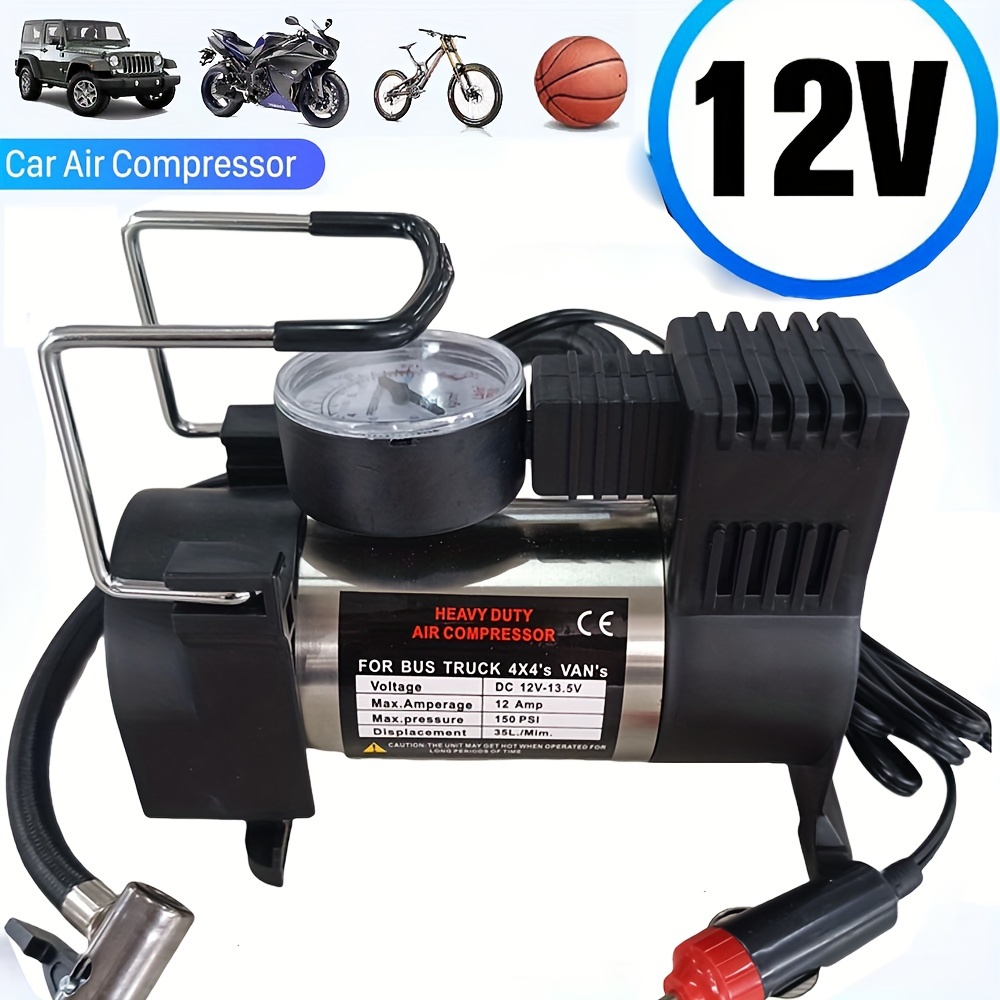 

12v Portable Air Compressor Kit, Heavy Duty 150 Psi Inflator For Truck Tires With Oil-free Steel , Rv Tire, Suv, Rv Tire