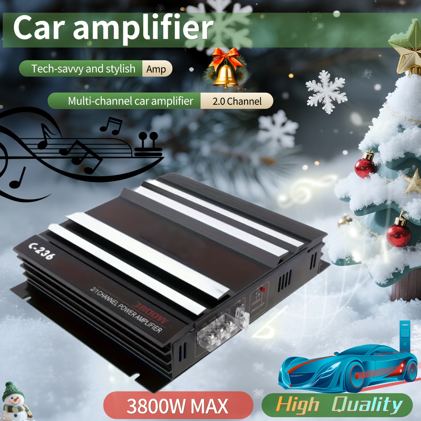 TEMU Keluneglo Car Audio Amplifier | 3800w High -channel Car 12v Amplifier Stereo Car Audio | Receiver Parts For Car Audio Modification | All , Suvs,