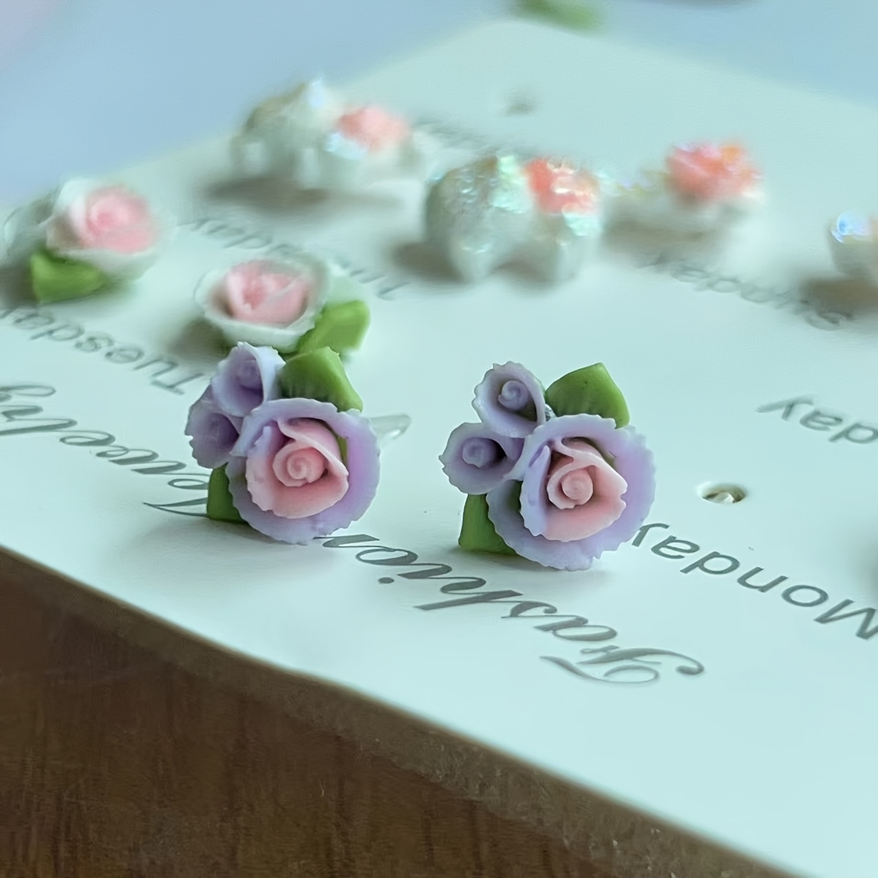 Floral Resin Earrings Gift Set with Plastic Posts
