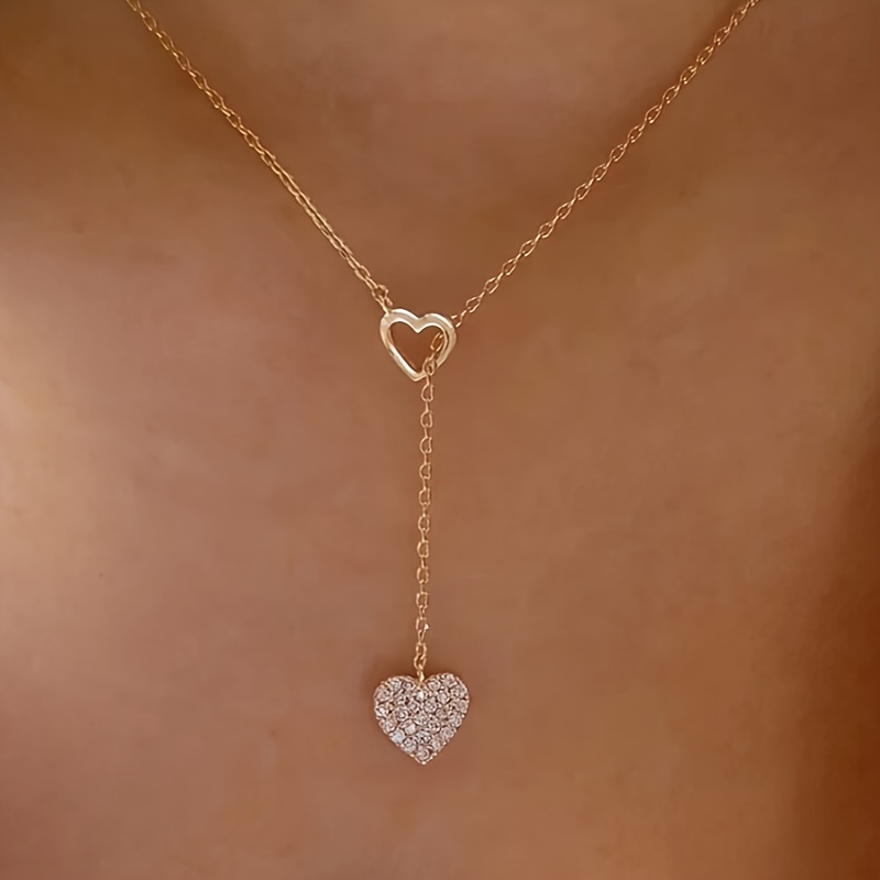 1pc Easy Heart And Y-shaped Adjustable Chain Sweater Necklace