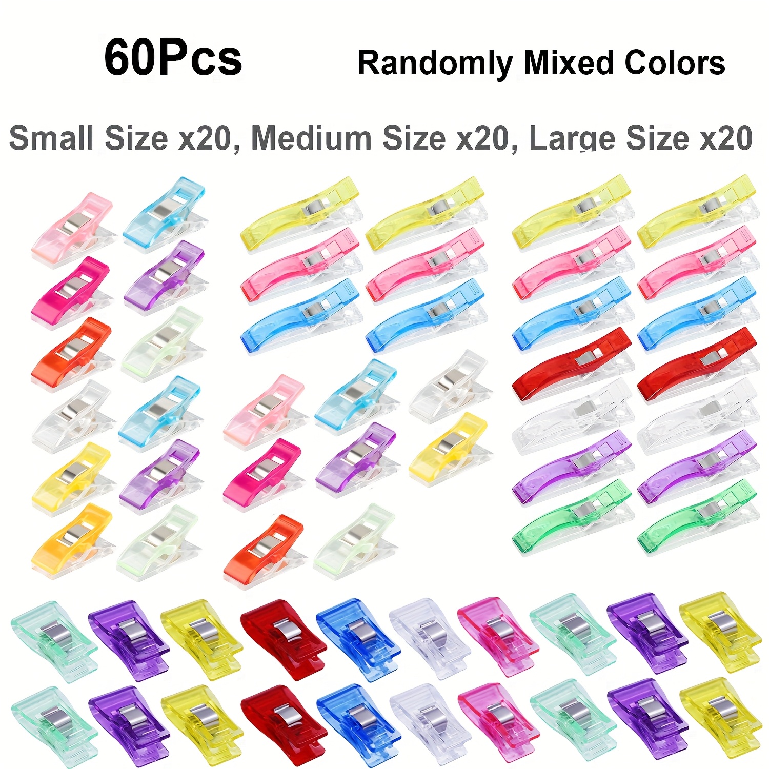 Image of 60pcs Sewing Clips, Quilting Clips, Mixed Colors Fabric Clips, Multipurpose Plastic Clips For Sewing Supplies, Quilting Additions Crafting Tools, Photo Clips, Clothespins Clip (random Color)