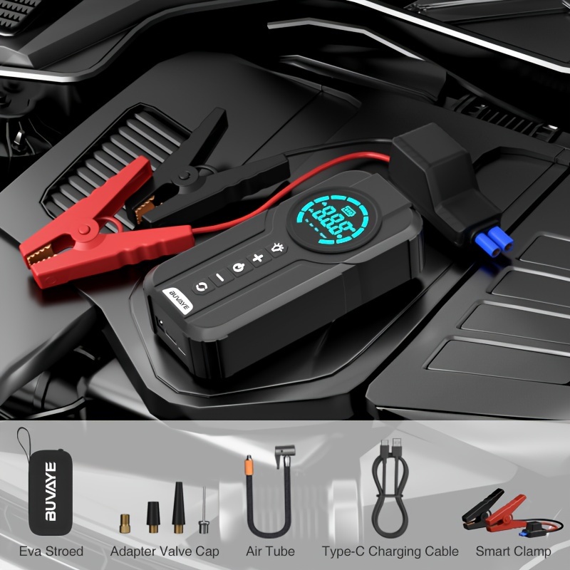 

Portable Car Jump Starter Air Pump 4 In 1 Power Bank Lighting Portable Air Compressor Cars Battery Booster Starter Devices Auto Tyre Inflator Air Compressor
