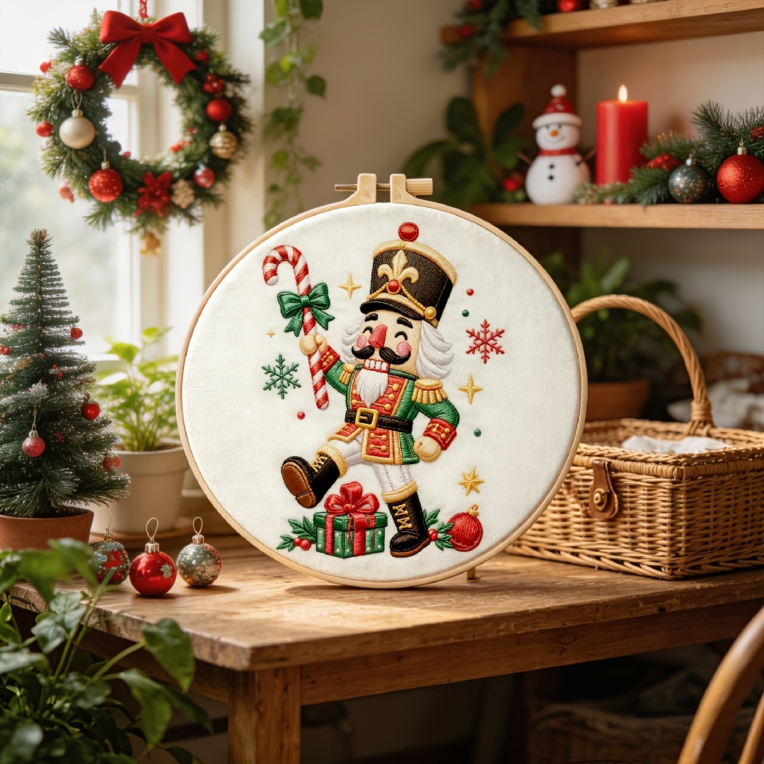 Nutcracker Holding Candy Embroidery Kit for Adult Beginners