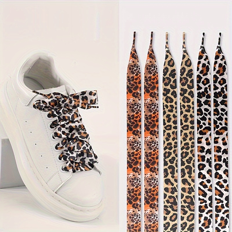 2pairs leopard print shoelaces animal print flat shoelaces Temu