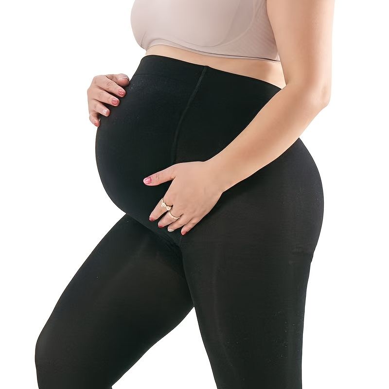 TEMU 1 Size Women's 120d Semi-opaque Maternity Tights - Stretchy, Comfortable, And Stylish For Maternity Wear, Perfect For Pregnancy & Postpartum,