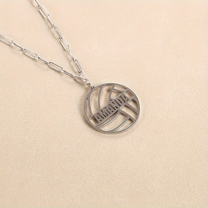 TEMU Personalized Volleyball Name Necklace, Graduation Gift For The Volleyball Team, Handmade Pendant Necklace, Birthday, Family Jewelry, Anniversary