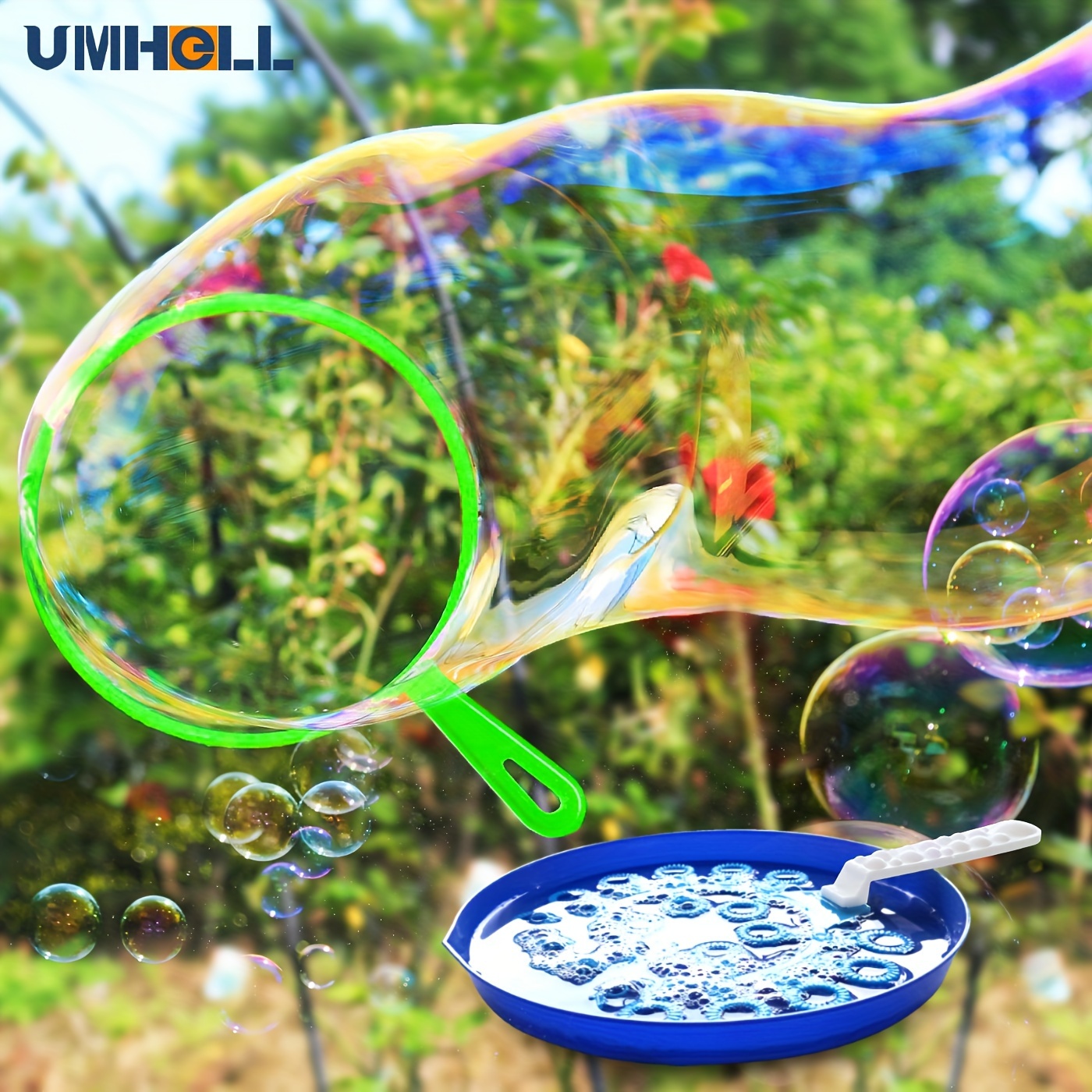 

Umhell Kids' Bubble Wand Set - Giant Fun Bubble Maker With Tray, Colorful Diy Outdoor Play & Family Activities, Easy Assembly, No Liquid Included
