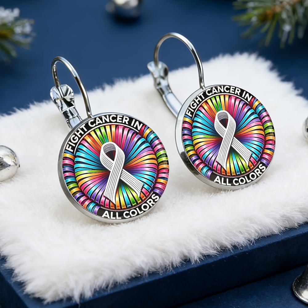 TEMU Anti-cancer Colorful French Earrings, Alloy Material, Glass Inlaid, Women's Fashion Gifts, Suitable For Daily Wear With Exquisite Earrings