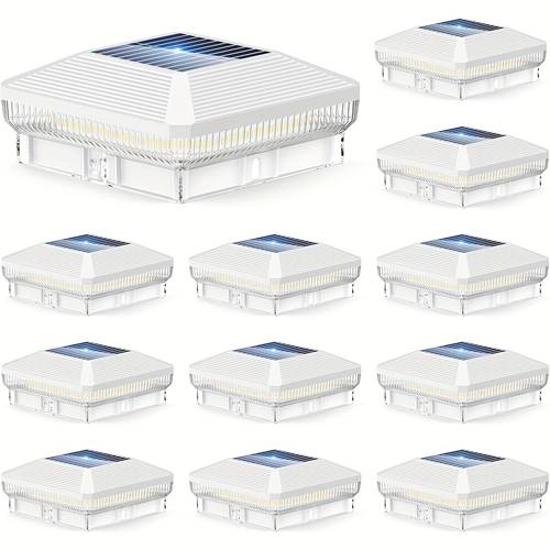 2 6 12 pack 4x4 solar post cap lights outdoor cool light warm light fence post solar lights outdoor for garden yard fence deck wooden ipx5