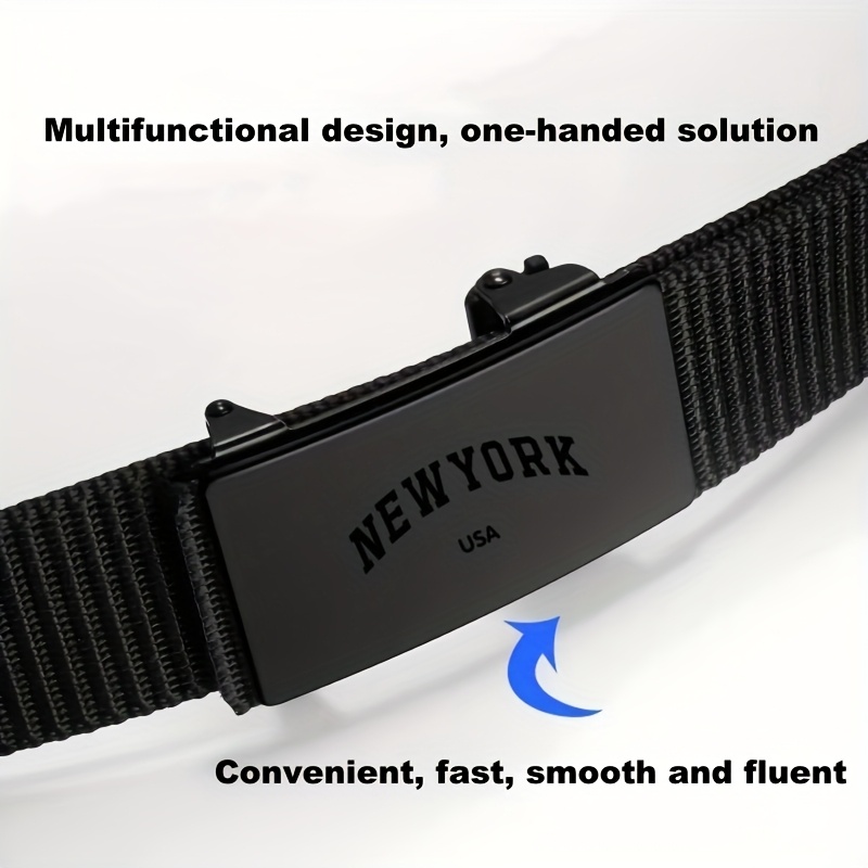 York Pattern Men's Woven Belt with Automatic Buckle
