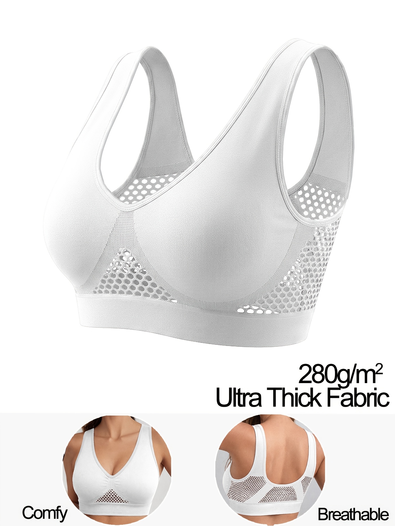 1pc breathable mesh sports bra 280g m fabric thickened fashionable backless solid color no padding comfortable wireless athletic casual all match bra