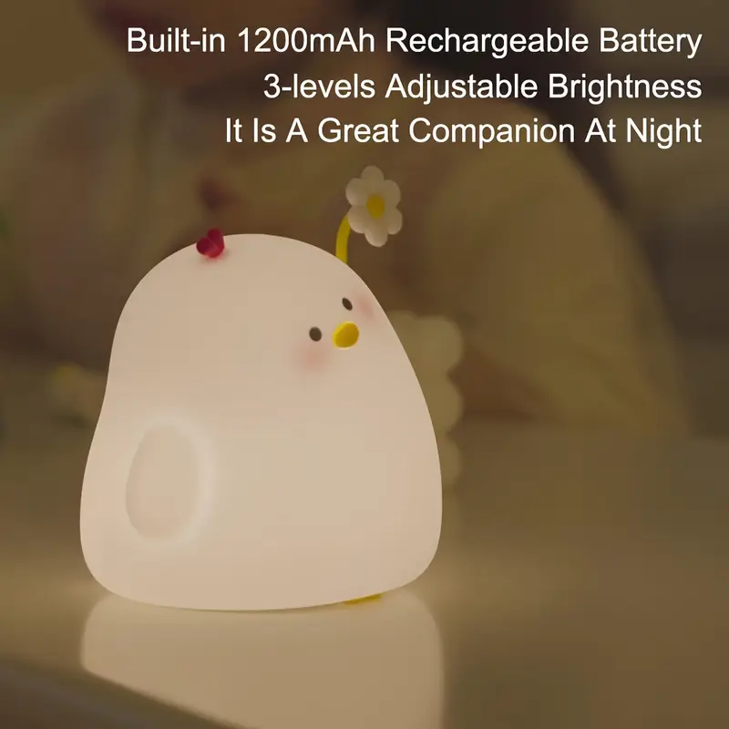 1pc cute light 1200mah battery led bedside lights tapping control 3 level brightness adjustable 30 minute timer great gift for birthdays christmas for Product details 3