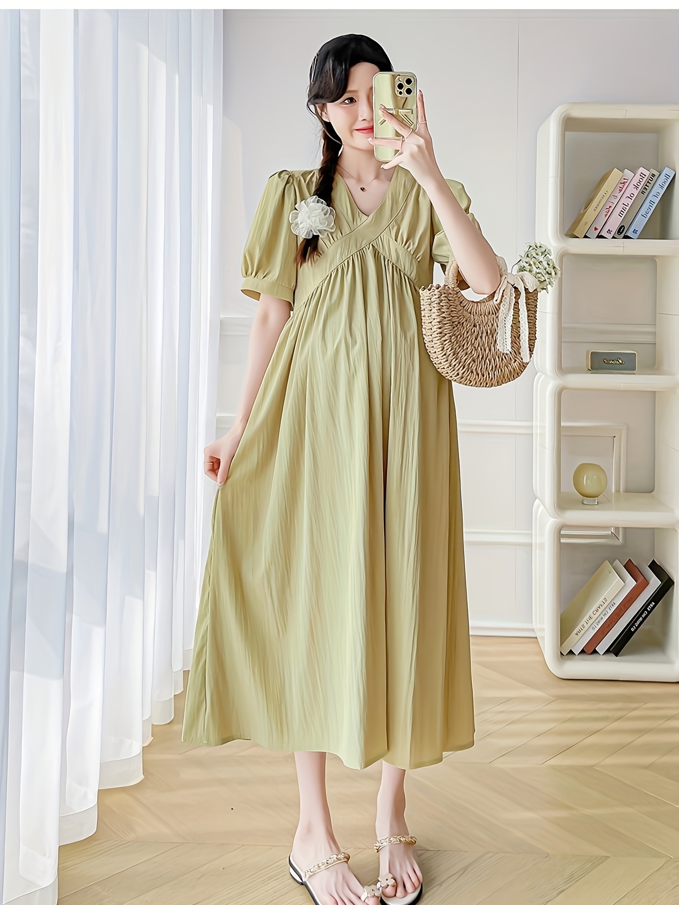green emerald velvet dress Summer Fashion Maternity Dress - Patchwork Elegant Clothes