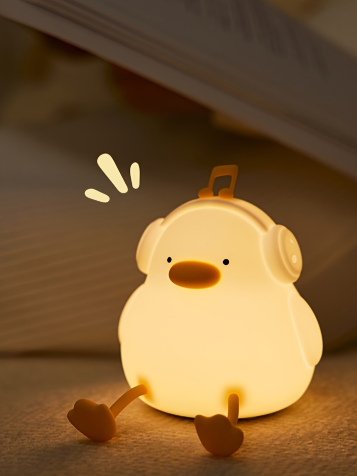 happy duck enjoy duck silicone night light smart patting light usb rechargeable   sleep   sensing atmosphere light three levels dimmable   room decoration christmas birthday gift animal cute duck light Product details 8