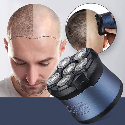 6d floating six blade electric hair clipper suitable for bald areas home use electric shaver self contained hair clipper for home use large capacity lithium battery type c charging port 1200mah capacity adjustment function travel