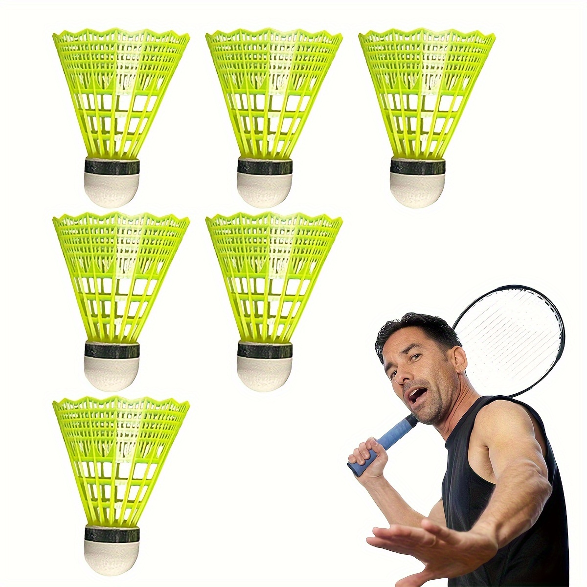 TEMU 6pcs Windproof Badminton Badminton Balls Wind Resistant Outdoors Flexible Sports Training Badminton Shuttleroosters