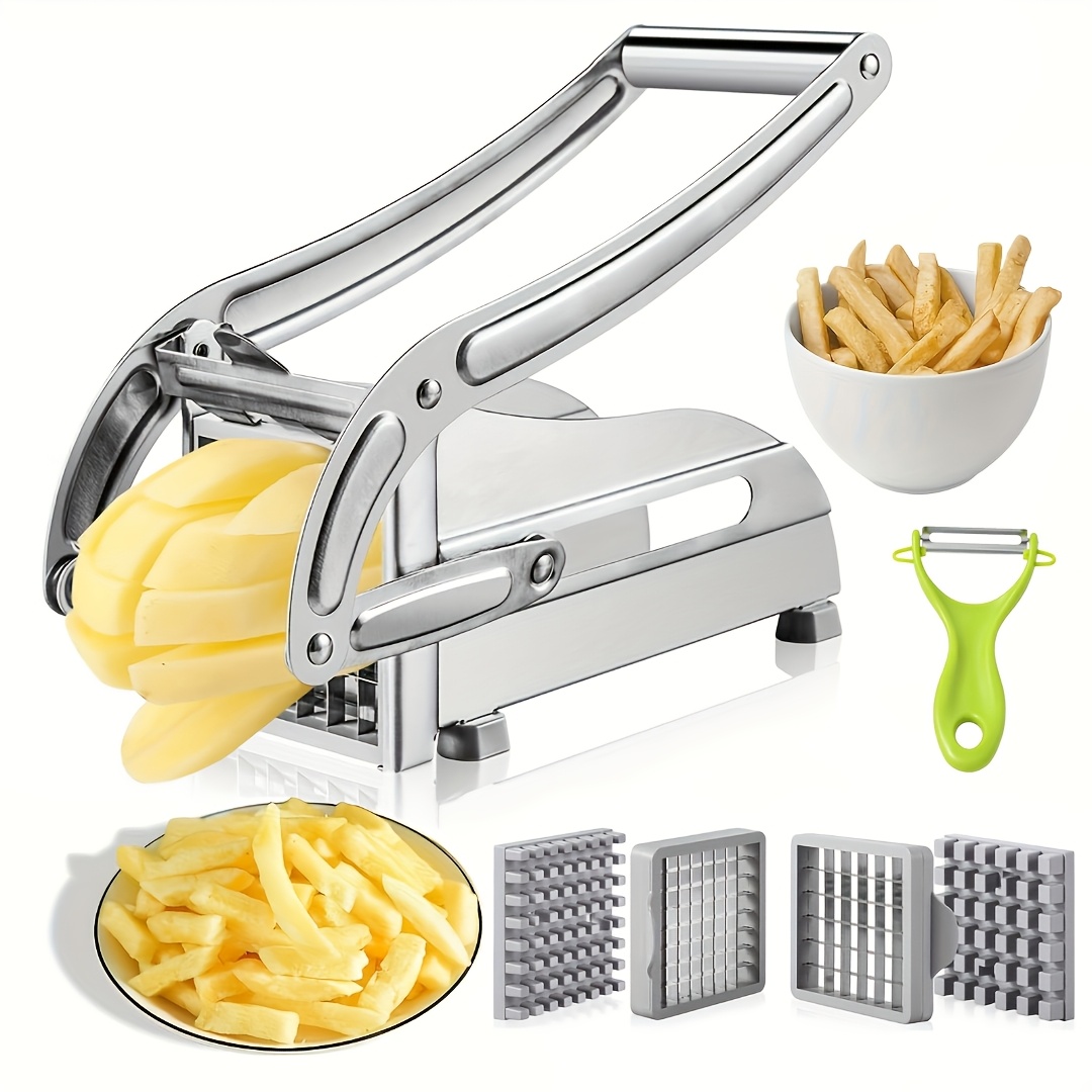 TEMU Combinación de pelador y cortador de patatas, cortador de verduras, cortador de , cortador de frutas de acero inoxidable, cortador de , cortador