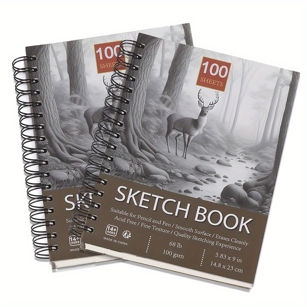 

1pc Premium Sketchbook With Spiral Binding, 5.83"x9", 68lb (100gsm), Sheets Of Acid- Paper, Ideal For Artists