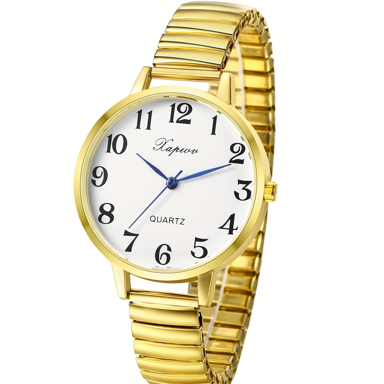 Elastic With Large Dial: Clear Easy-to-read Digital Elastic Strap - Ladies' Quartz Watch Golden
