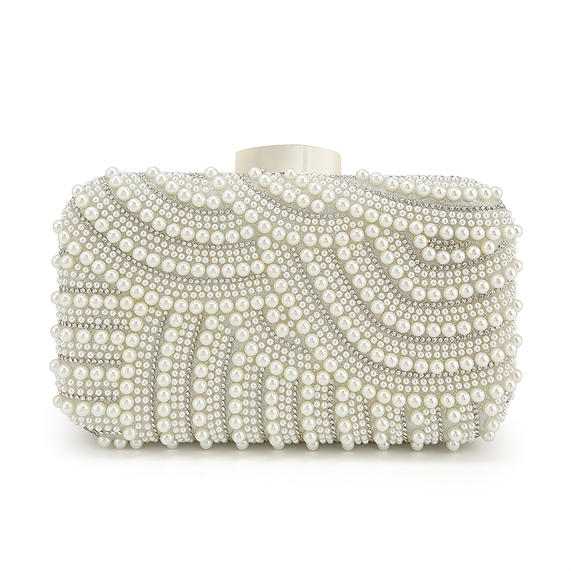 TEMU Elegant -embellished Women's Evening Clutch, Light Luxury -encrusted Box-shaped Shoulder Bag For Banquets, Weddings, Parties, Formal Occasions,