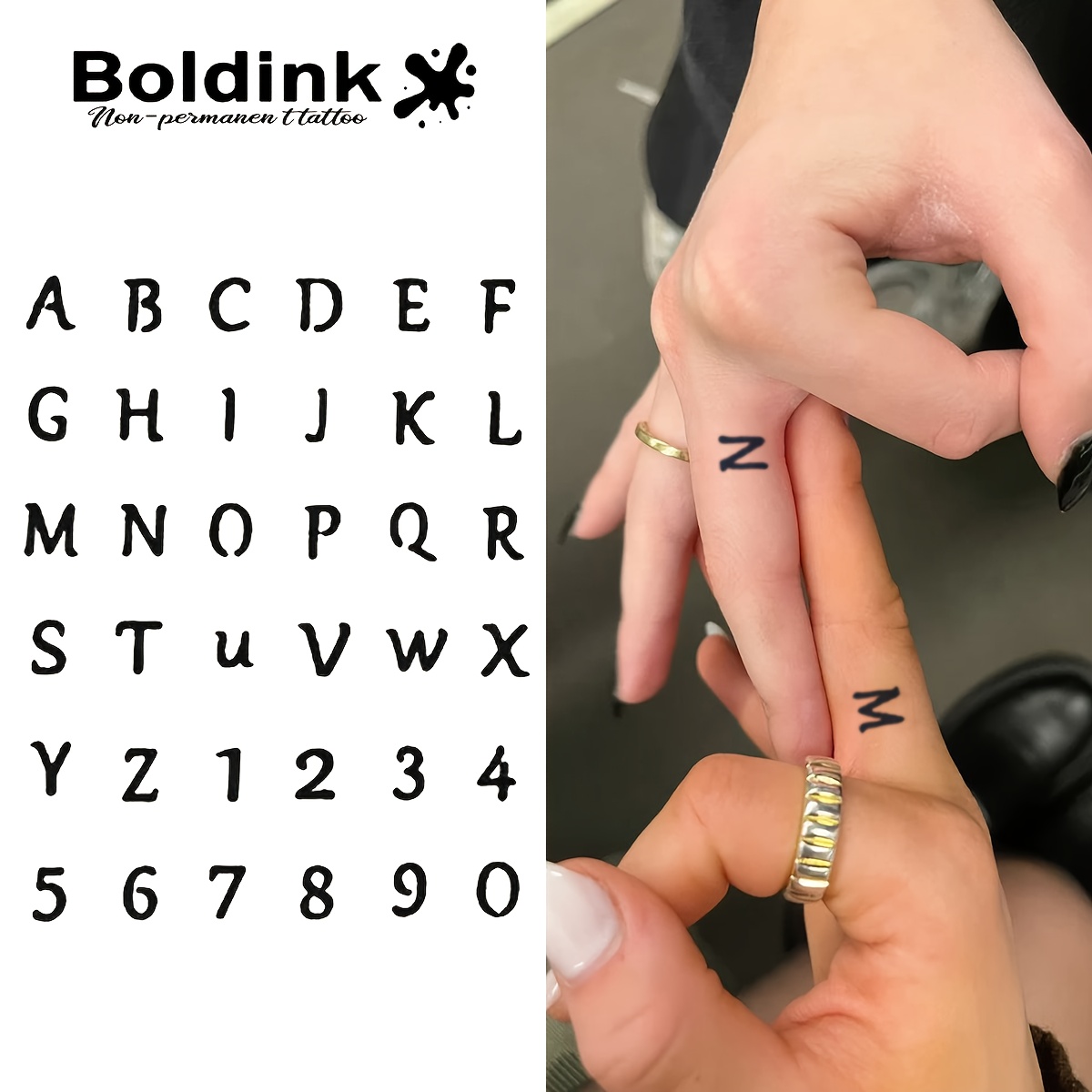 Alphabet & Number Stickers For Temporary Tattoos - Waterproof Diy Body Art With Realistic Ink Effect, 1-2 Week Long Wear, Rectangular Sheets For Beginners, Parties, Events