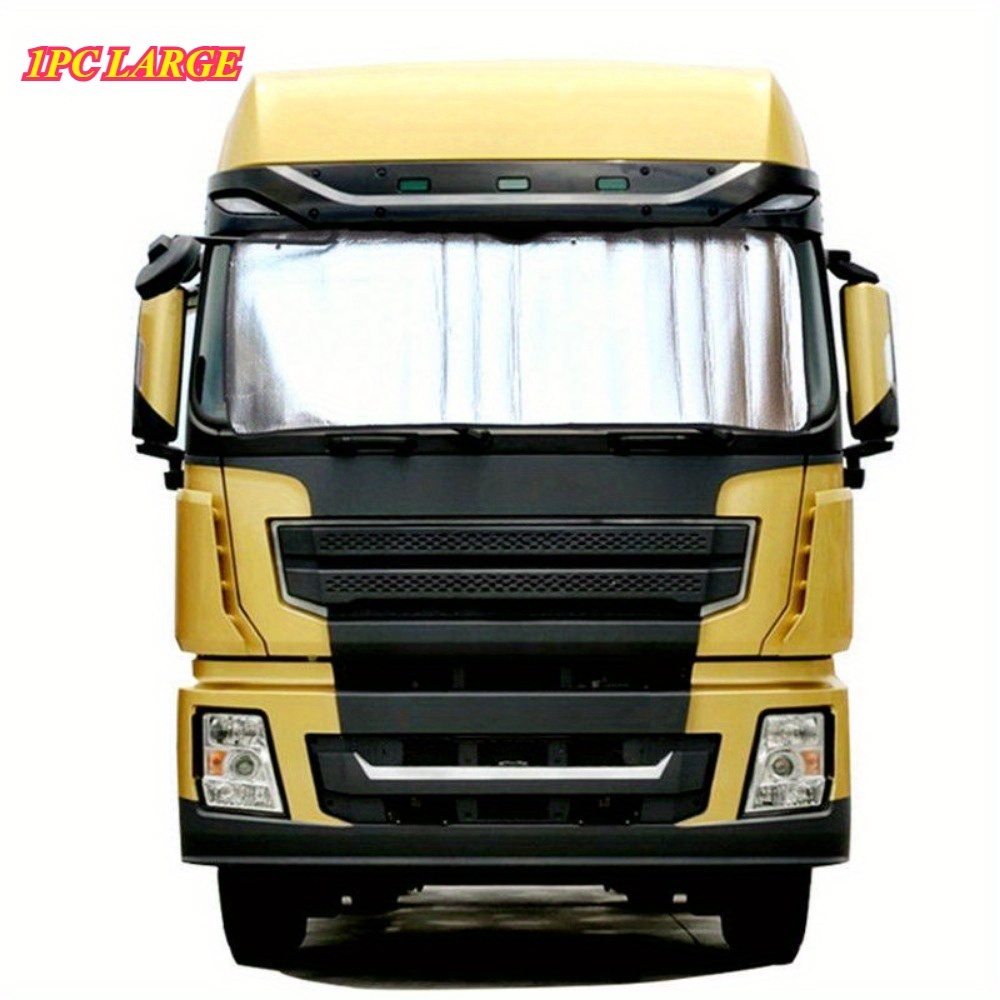 TEMU 1pc Truck Sunshade, Large Single-sided Silvery Truck Front Windshield Sunshade, Suction Cup-mounted Truck Sunshade Curtain, Suitable For Most
