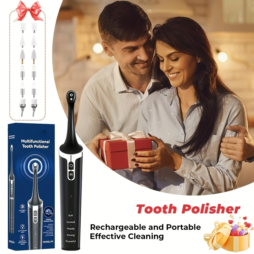 

Auxtur Tooth Polisher, Rechargeable Tooth Whitening Kit For Teeth Cleaning And Whitening, 2 Set Replacement Polishing Brush Heads(12pcs), 5 Speed , Perfect Birthday & Valentine's Day Gift