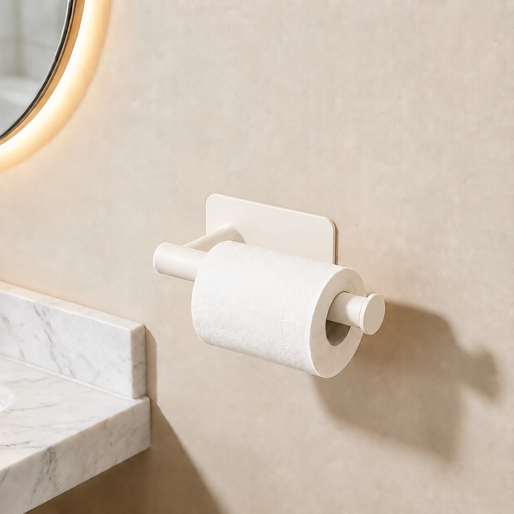 TEMU Soporte para Papel Higiénico de Baño - Dispositivo Autoadhesivo de Pared, Material Plástico, Estante para Papel Higiénico Sin Perforación, Se