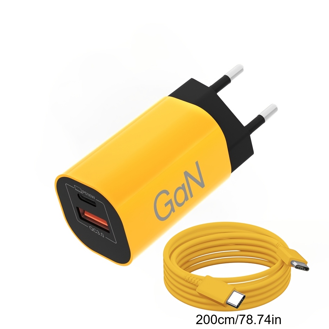 30w Charger With 2 Ports (type C And Type A), Includes Usb C Cable, Qc 3.0, Compatible With , Iphone, Xiaomi, Ce