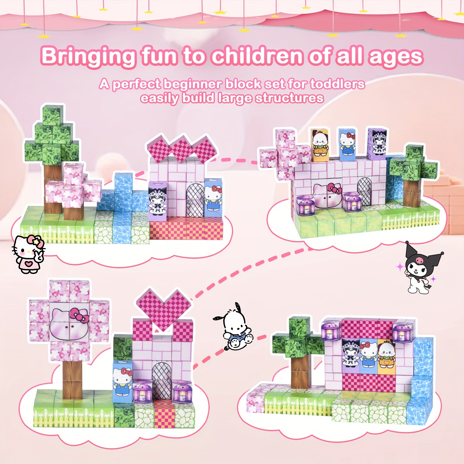 Sanrio'S for hello kitty 100 - Piece Magical STEM Set: Build Enchanting Bow - Castle Kingdoms