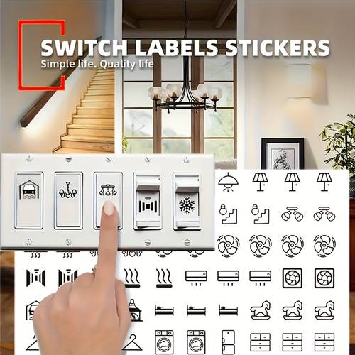 100 sets of self switch labels high quality paper embroidered geometric patterns suitable for light bulbs fans radiators bedrooms bathrooms kitchens garages laundry rooms single use