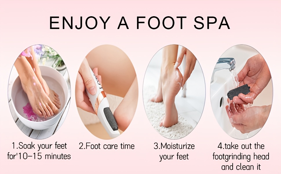   râpe électrique pour pieds pour éliminer les callosités, outil de soin des pieds rechargeable par usb, exfolie et   efficacement les talons, dispose   tête remplaçable et   batterie de 300mah, conçue ergonomiquement, disponible   et rose Détails du produit 0