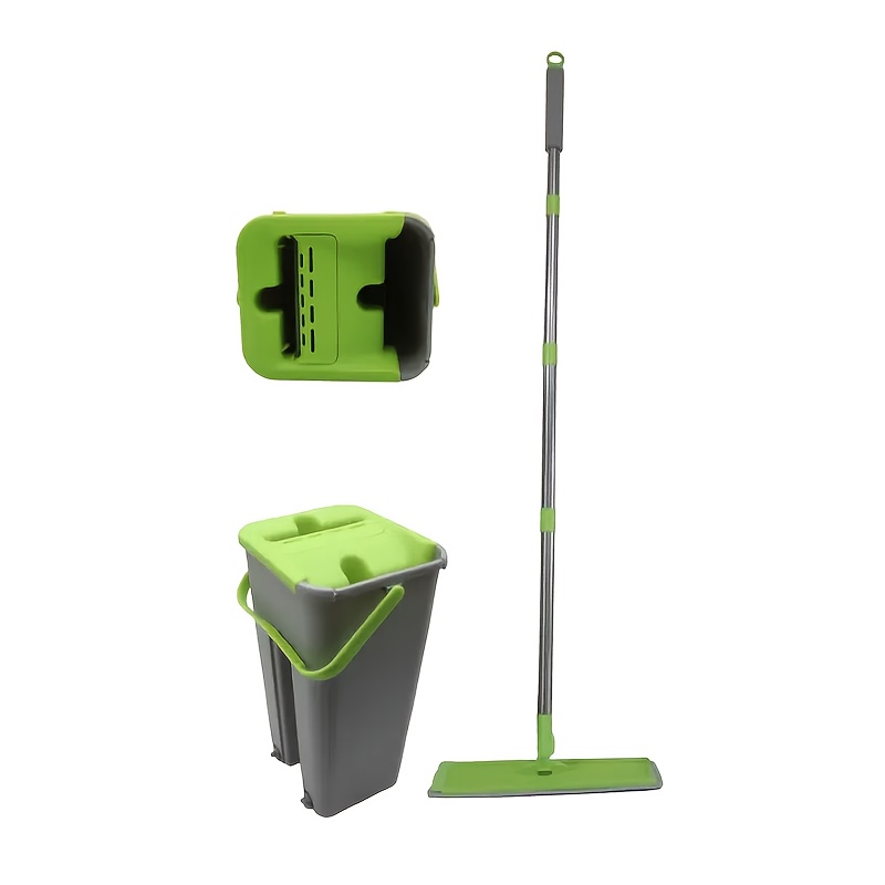 TEMU Easywring Mop And Bucket Set With Self-cleaning System, 360° Spinning, Includes 2 Washable Microfiber Pads - Ideal For Kitchen, Bathroom, Living Room Floors - Versatile Wet And Dry Use