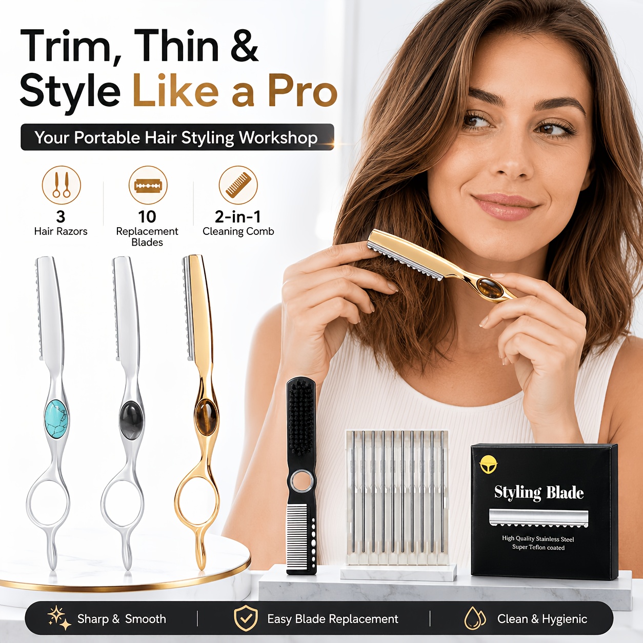 Hair Razors for Thinning and Styling, Feather Razors Kit