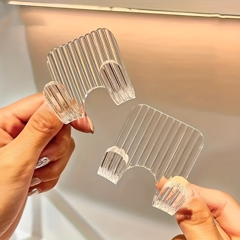 Image of Clear Acrylic Wall Mounted Hooks: 5cm/1.96in X 5cm/1.96in X 2cm/0.78in, Fashionable, Plastic, , Wall Mounted, Bathroom, Kitchen, Bedroom, Closet, Towel, Key, And Shaving Razor Organizer, Utility Hooks