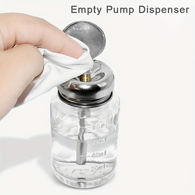 

1pc Clear Glass Push-down Pump Dispenser - Refillable & For Nail Polish, , Makeup Remover & Liquid Cleaners