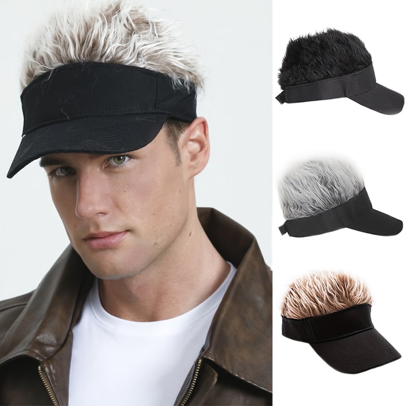 Visor Hat Curly Hair Visor Hat With Curly Hair Men Plush Satin Cap