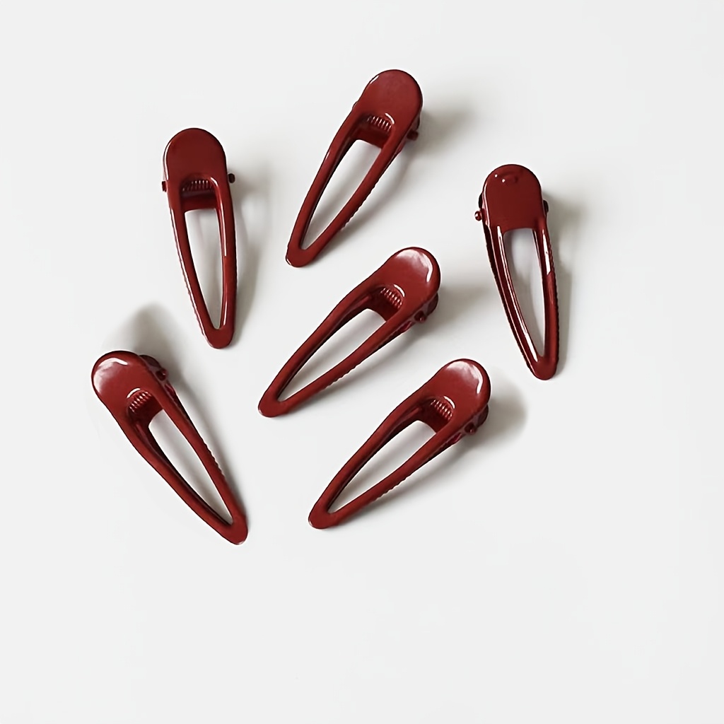 TEMU 6 Stück Weinrot Haarspangen, langlebig, rutschfest und , mit einem glänzenden und kompakten Design für einen eleganten und stabilen Look,