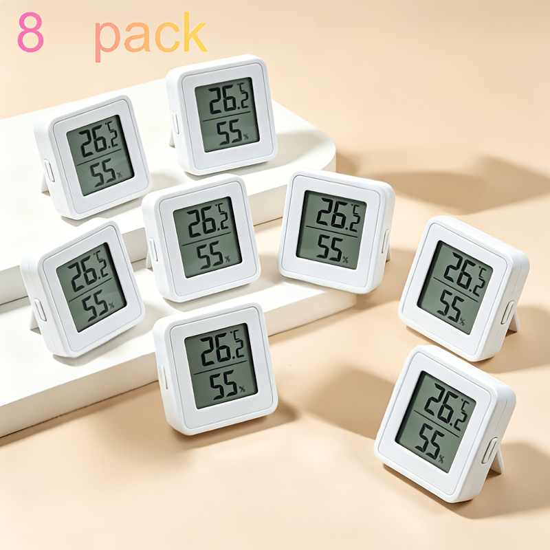 TEMU 8pcs Hygrometer Thermometer Set, Multi-room Indoor Temperature Humidity Gauge For Large Family, Apartment, Greenhouse, Basement Or Pantry