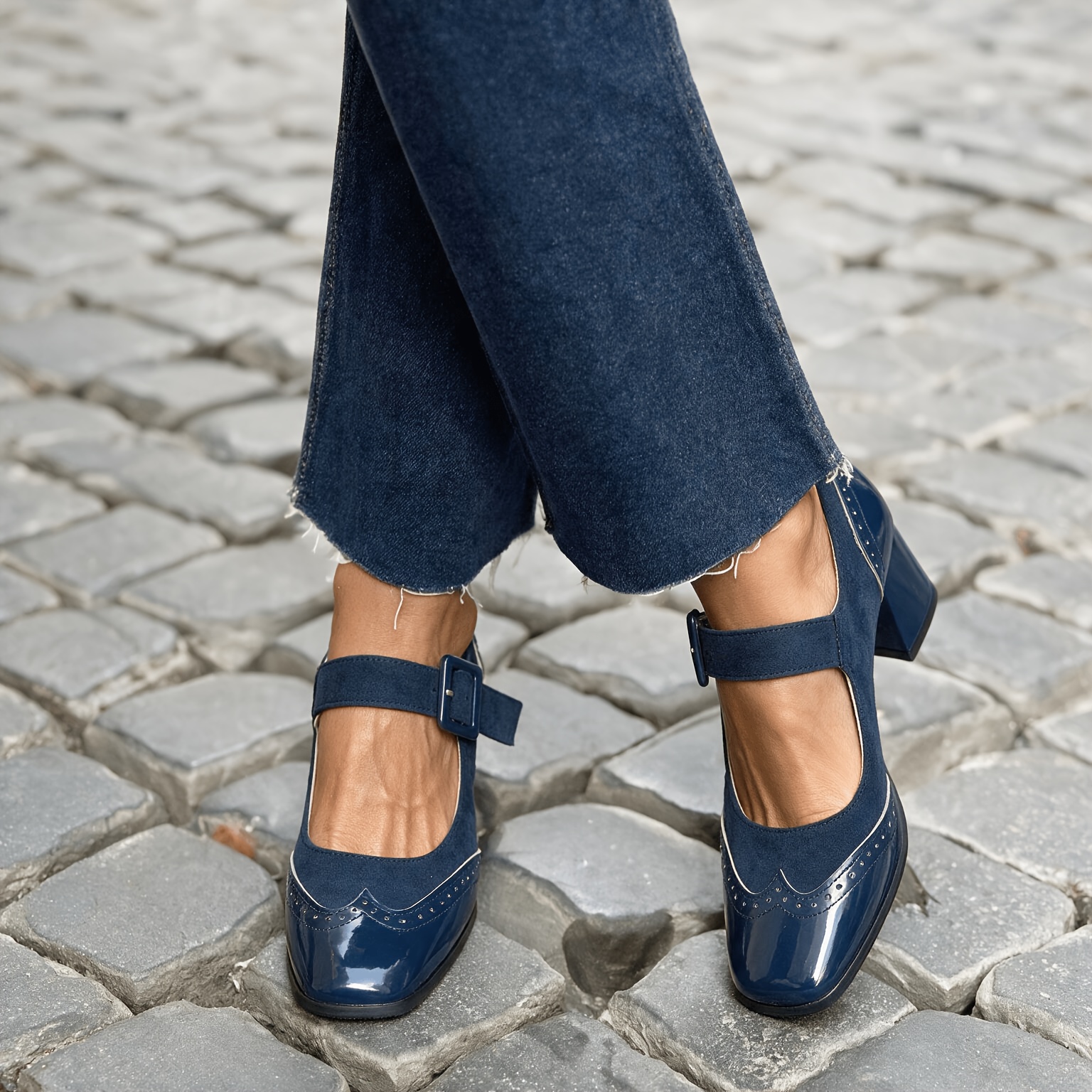 TEMU Scarpe con tacco a spillo Mary Jane Brogue, da ufficio, lavoro, , casual, scuola, , tacco a , , stile francese casual Y2K preppy britannico