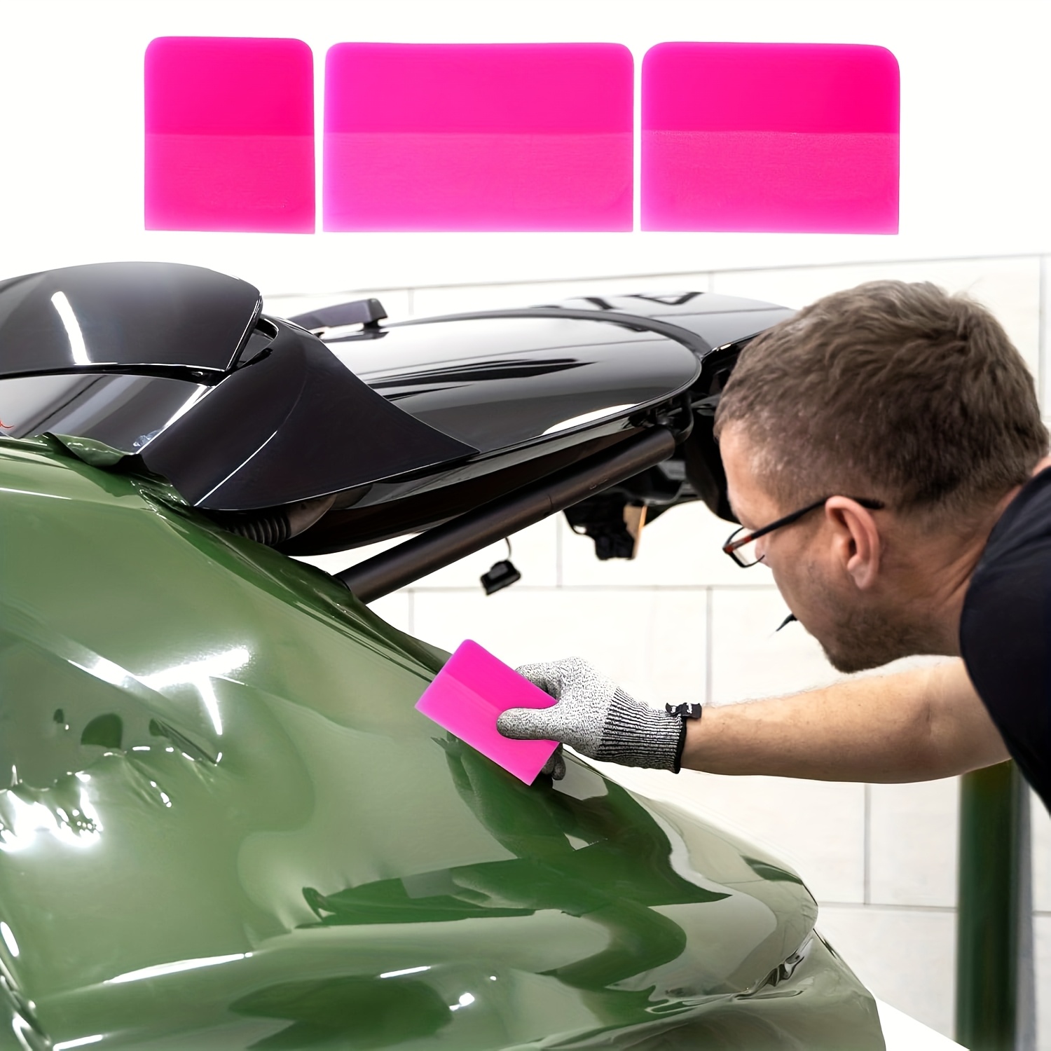 Window Tint & PPF Squeegee Set – 3-Piece Rubber Scraper For Car Paint Film Wrap, Vinyl Application, And Auto Detailing