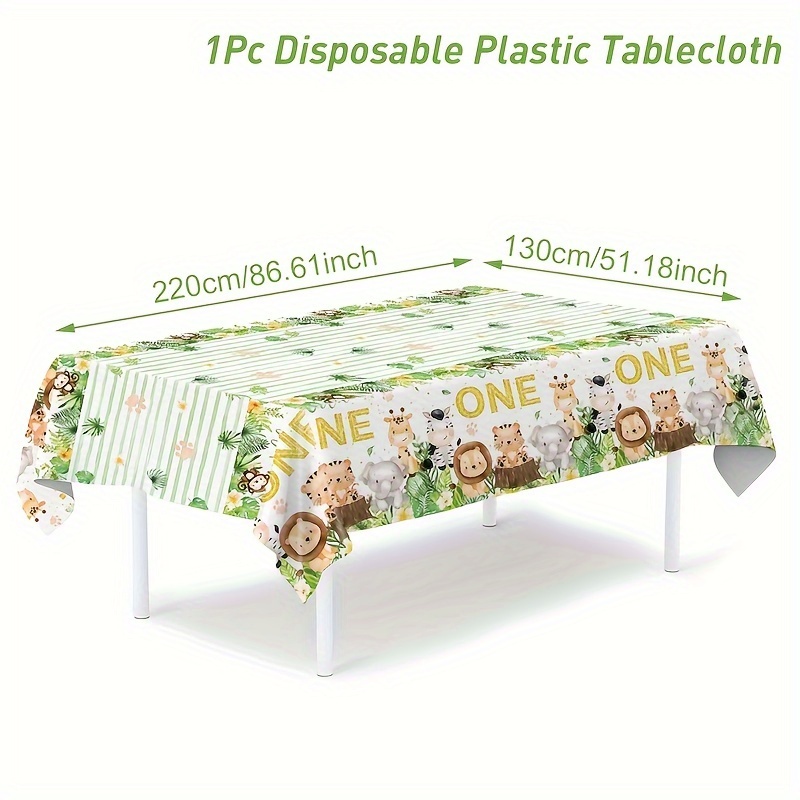 E-shop ., Hochzeitsdekoration, Sommerdekoration, Deko für Draußen, Deko, Wild One Tischdecke, 130x220 cm Einweg-Tischdecke, Dschungel--Partyzubehör,