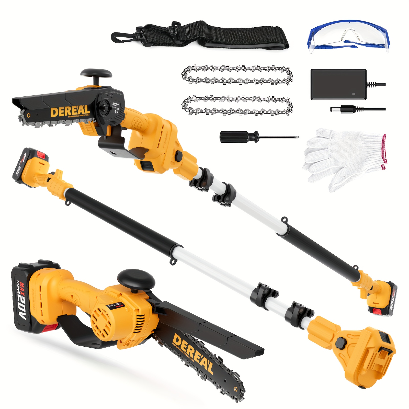 

Multi-functional 2-in-1 Pole Saw: 8" Brushless, Battery-powered Tool For Tree Trimming, With A 20v 4.0ah Battery And Extendable Pole For An 18ft Cutting Height Valentine's Day Gift.