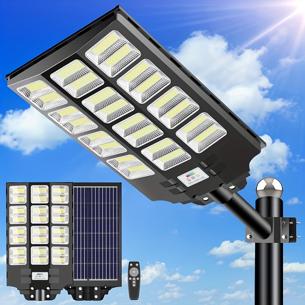 TEMU Morsen 1080led Solar Street Light, Ip"67" Solar Powered Lighting With Motion Sensor, 240° , 6500k Daylight White Light, Includes Remote Control,
