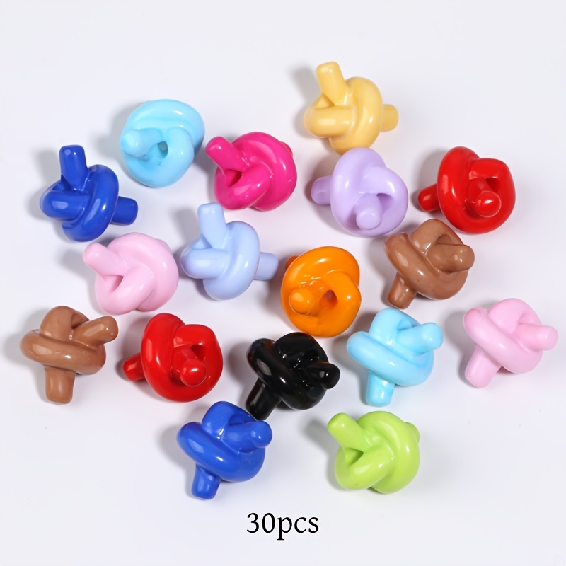TEMU 30pcs 13x18mm Mixed Color Acrylic Colorful Knot Pendant Beads For Phone Charm Jewelry Making