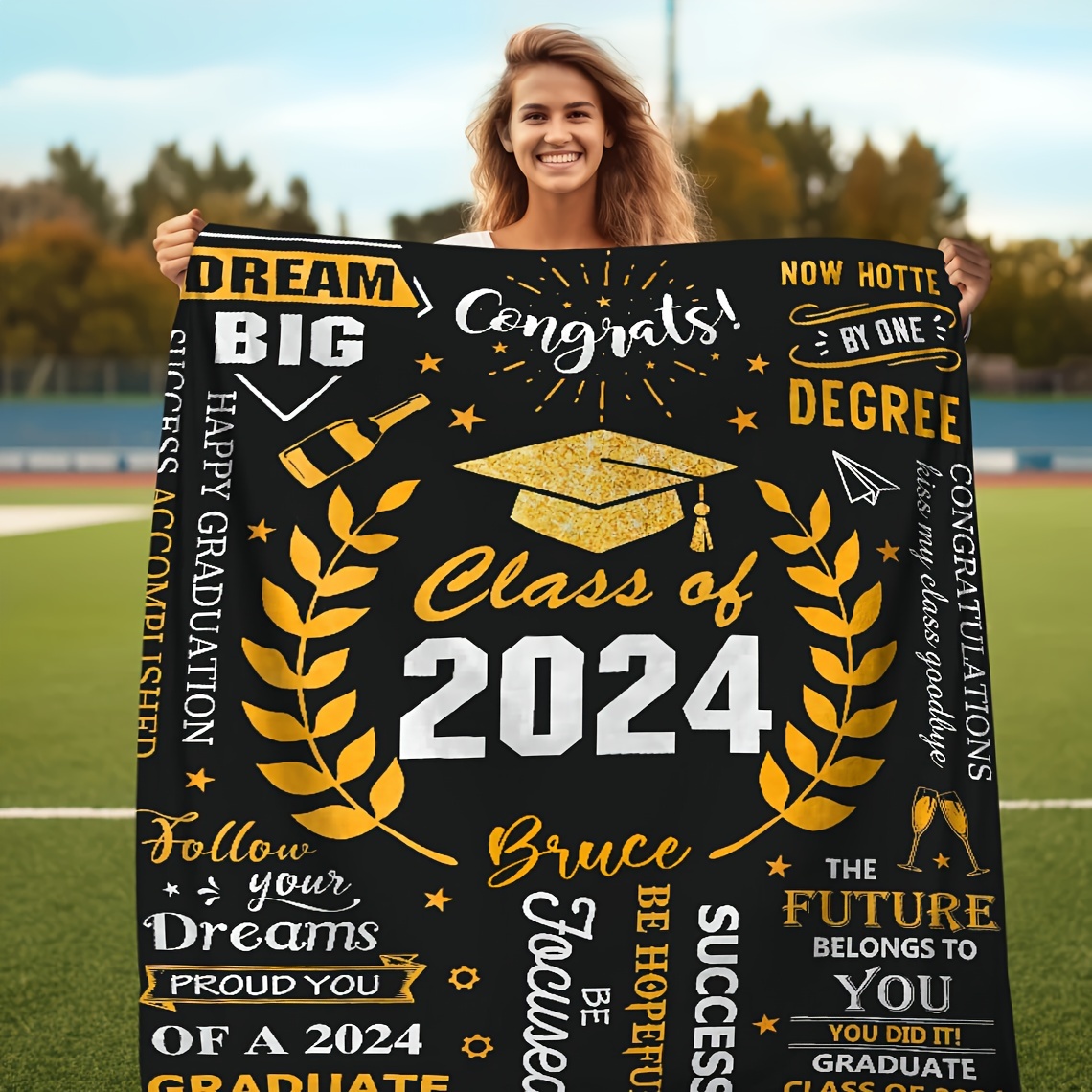 

1pc Custom Blanket Name Customized Blanket 2024 Graduation Gift Blanket Proposal Campus Graduation Blanket Personalized Customized Name Blanket